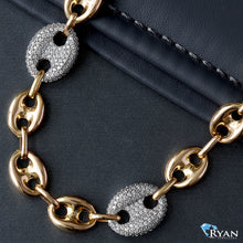 Load image into Gallery viewer, 9.50mm - 13mm Gucci Puff Links High Polished &amp; CZ Links 10k Gold
