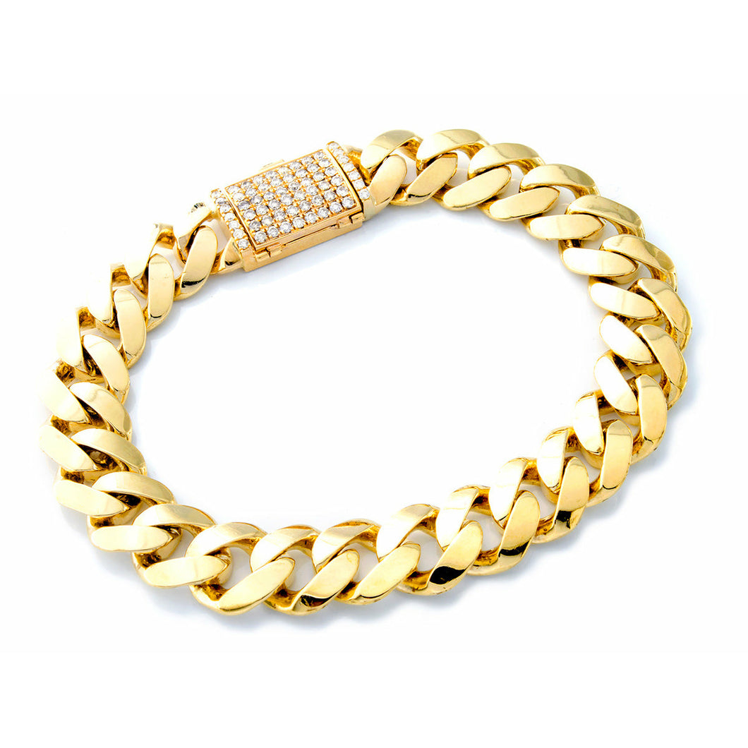 1.20ctw Solid 13mm Miami Cuban with Diamond Box Clasp 10k  Gold