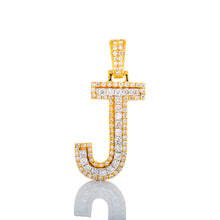Load image into Gallery viewer, 0.40ctw Diamond &quot;J&quot; Initial with Raised Center 14k Gold
