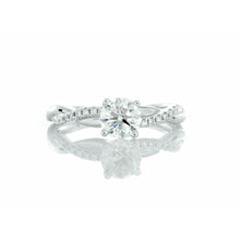 Load image into Gallery viewer, 0.82ctw Round Solitaire with Diamond &amp; High Polished Infinity Shoulders 18k White Gold
