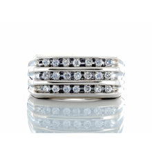 Load image into Gallery viewer, 0.25ctw Three Row Chanel Set Diamond Rectangle Forefront Ring 10k White Gold
