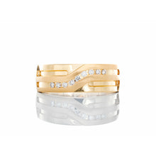 Load image into Gallery viewer, 0.15ctw Nine Diamond Channel Set Forefront Brushed &amp; High Polished Band 14k Gold

