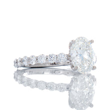 Load image into Gallery viewer, 2.55ctw Oval Solitaire with Hidden Halo &amp; U Prong Set Diamond Shoulders
