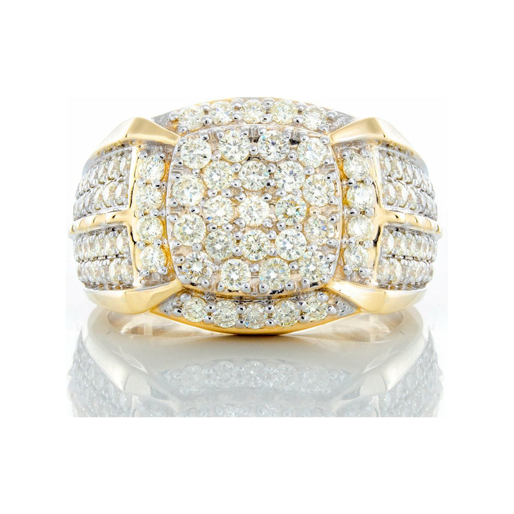 1.75ctw Raised Cushion Center with Rope Accents on Diamond Shoulders 10k Gold