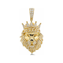 Load image into Gallery viewer, 2.25ctw Large Diamond Lion with Cuban Link Crown 10k Gold
