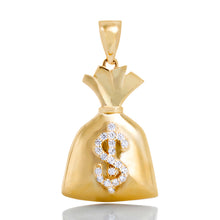 Load image into Gallery viewer, Money Bag High Polished with CZ Money Sign
