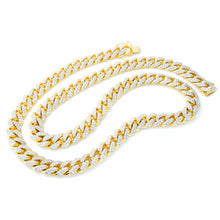 Load image into Gallery viewer, 30.00ctw Two Row Honeycomb Set Solid Diamond Cuban Chain 10k Gold
