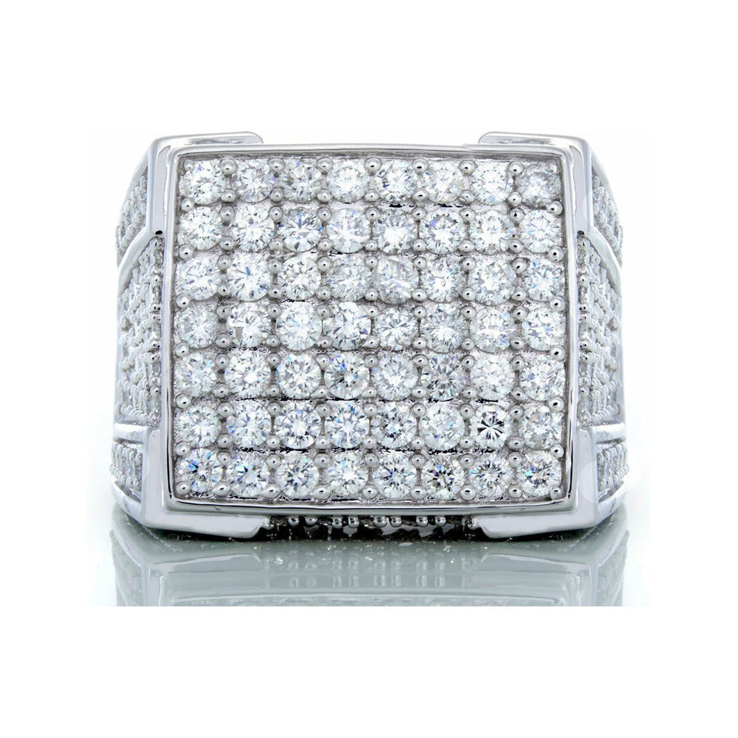 3.15ctw Large Square Forefront, Full Diamond Pave 10k White Gold
