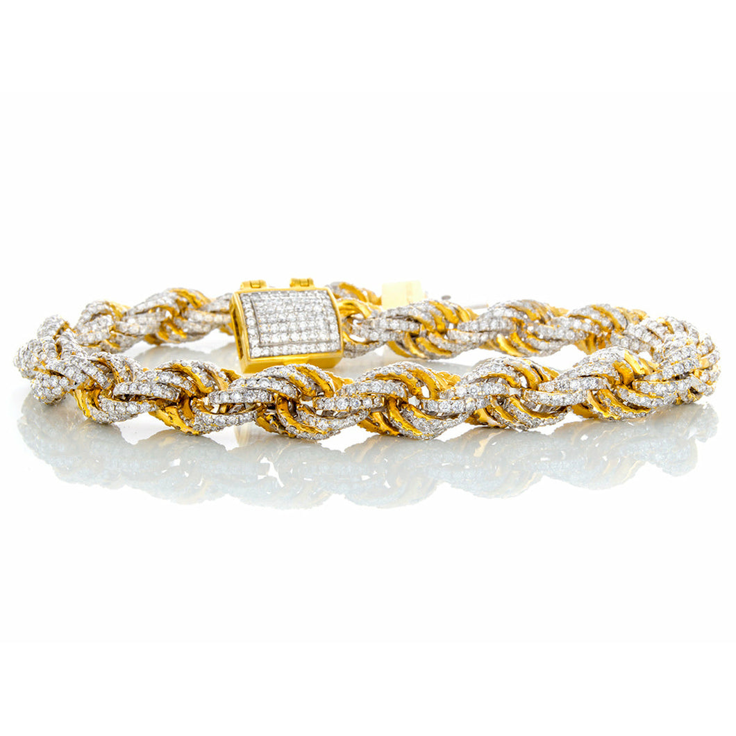 10.35ctw Diamond Rope Link with Iced Out Clasp 10k Gold