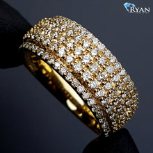 Load image into Gallery viewer, 2.50ctw Five Row Diamond Band with Raised Three Center Rows 10k Gold
