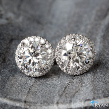 Load image into Gallery viewer, 1.16ctw Round Brilliant Lab Created Diamond Solitaire Studs with Round Halo
