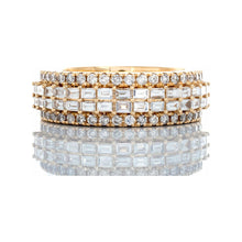 Load image into Gallery viewer, 1.50ctw Raised Vertical Set Baguette Center Round Diamond Sides 10k Gold

