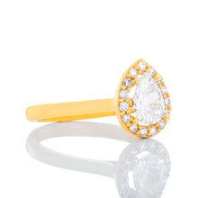 Load image into Gallery viewer, Pear Solitaire With Halo CZ Ring
