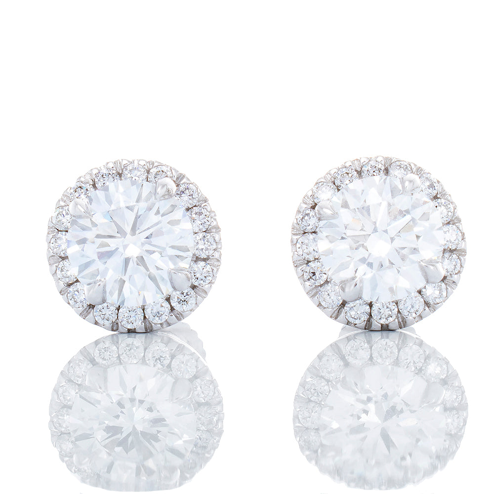 2.25ctw Round Brilliant Lab Created Diamond Solitaire Studs with Halo