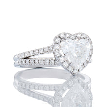 Load image into Gallery viewer, 2.00ctw Heart Cut Diamond Engagement Ring With Halo &amp; Split Shoulders
