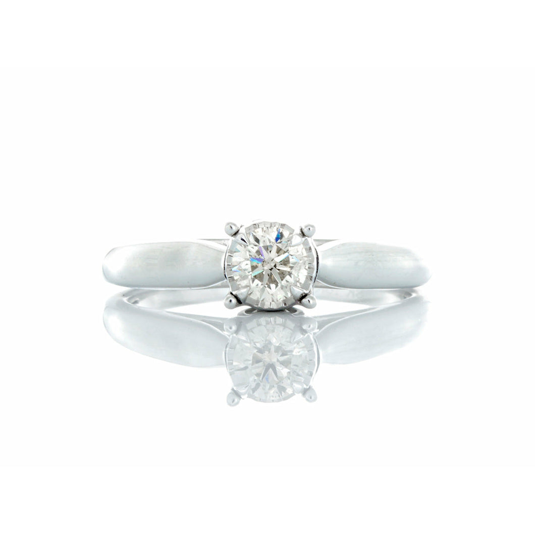 0.50ct Illusion Set Solitaire with High Polished Tapered Shoulders 10k White Gold