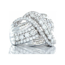 Load image into Gallery viewer, 2.00ctw Wide Cross Over Diamond Band, Round &amp; Baguette Cut Diamonds 10k White Gold
