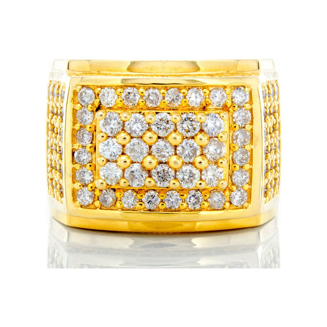 2.95ctw Raised Rectangle Forefront with Four Row Diamond Shoulders 14k Gold