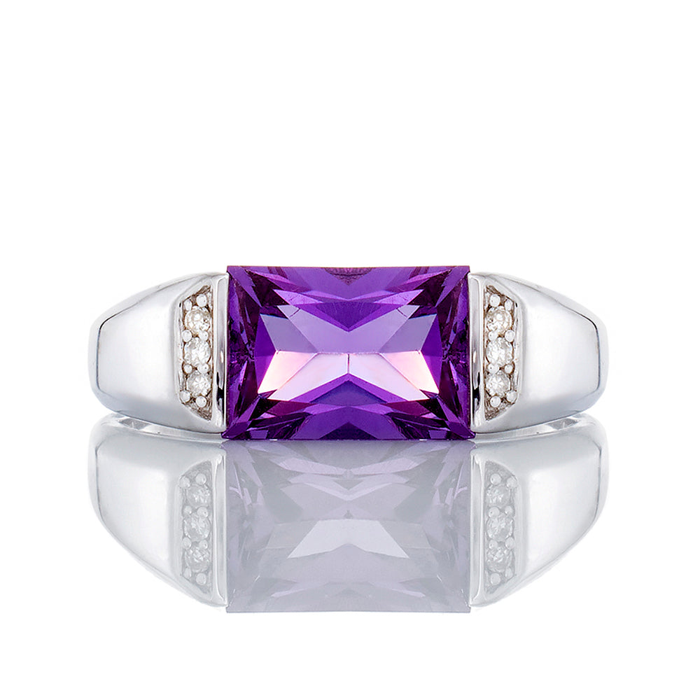 Vertical Set Emerald Cut Alexandrite Ring