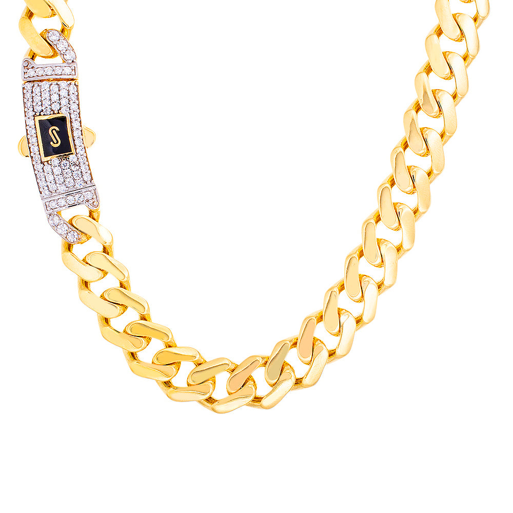 8mm Monaco Link with CZ Concealed Clasp 10k Gold