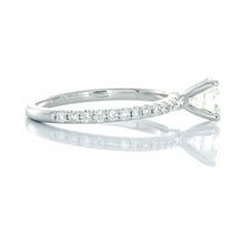 Load image into Gallery viewer, 0.97ctw Round Brilliant Cut Solitaire with Pave Set Diamond Shoulders 18kt White Gold

