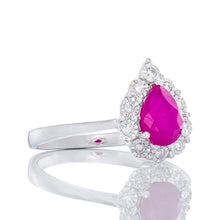 Load image into Gallery viewer, Pear Cut Ruby with Diamond Halo
