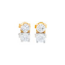 Load image into Gallery viewer, 0.50ctw Round Brilliant Solitaire Studs Square 4 Claw Block Setting 14k Gold
