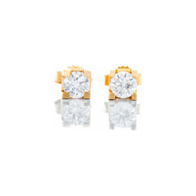 Load image into Gallery viewer, 0.33ctw Round Brilliant Canadian Solitaire Studs Square 4 Claw Block Setting 14k Gold
