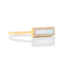 Load image into Gallery viewer, Horizontal Mother of Pearl Bar with Diamond Border Sandy Collection by BASSALI Jewelry
