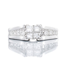 Load image into Gallery viewer, 1.00ctw Raised Quad Center Diamond Bridal Set 14k White Gold
