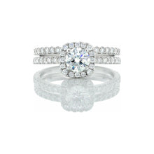 Load image into Gallery viewer, 1.55ctw Round Solitaire Diamond Cushion Halo Bridal Set 14k White Gold
