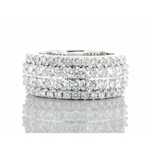 Load image into Gallery viewer, 2.65ctw Four Row Diamond Prong Set Band with Raised Two Center Rows 10k White Gold
