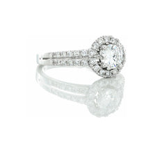 Load image into Gallery viewer, 1.00ctw Round Solitaire with Round Halo Two Row Open Split Shoulders 14k White Gold
