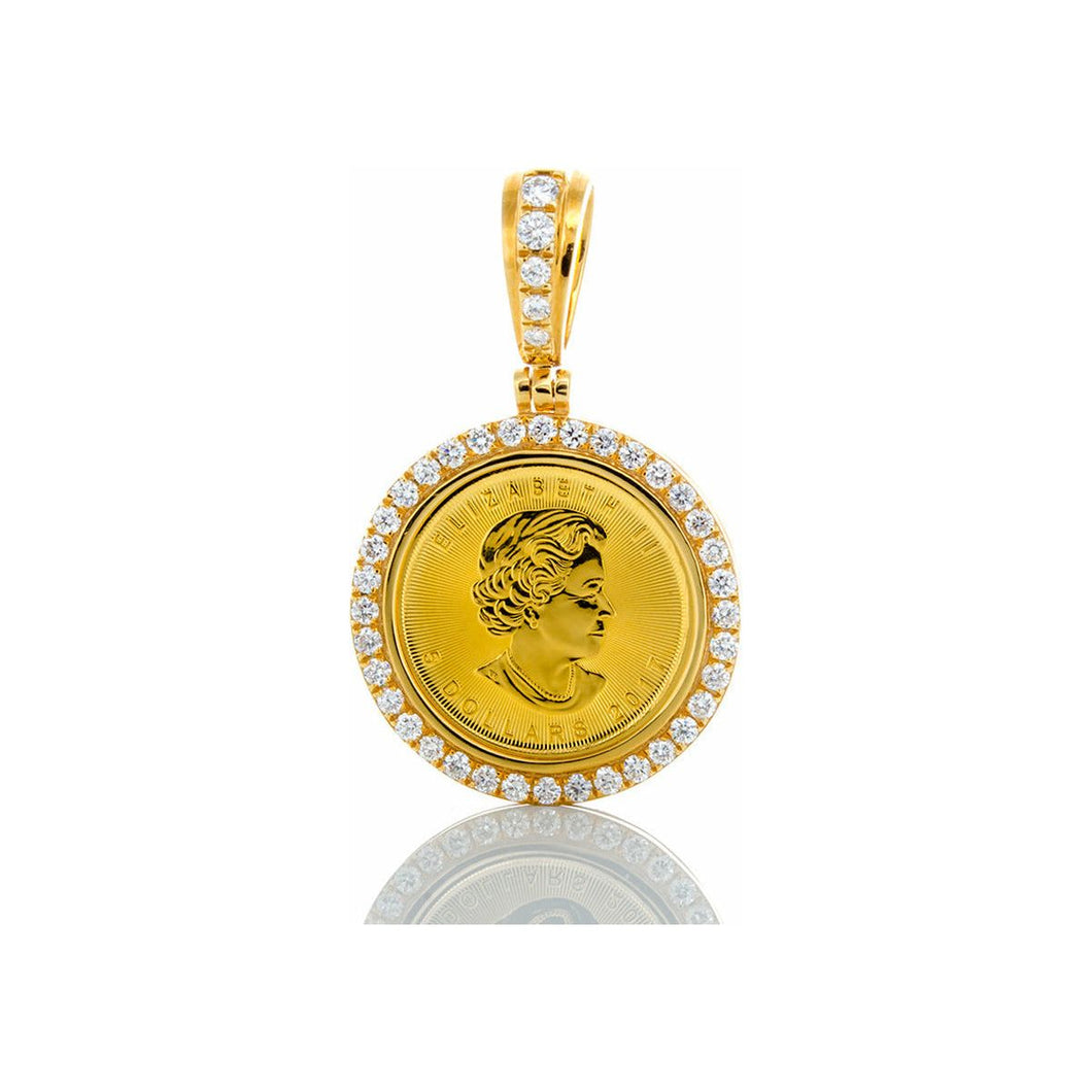 0.80ctw 5 Dollar Gold Coin with Diamond Border 1/10TH of an OZ 14k Gold