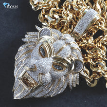 Load image into Gallery viewer, 1.72ctw Large Diamond Roaring Chinese Lion Head 10k Gold
