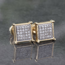 Load image into Gallery viewer, 0.25ctw Square Micro Pave Diamond Studs 10kt Gold
