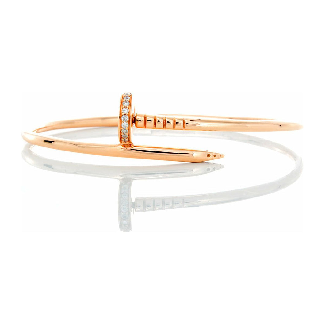 0.15ctw Nail Bangle with Diamond Tip Accents 14k Rose Gold