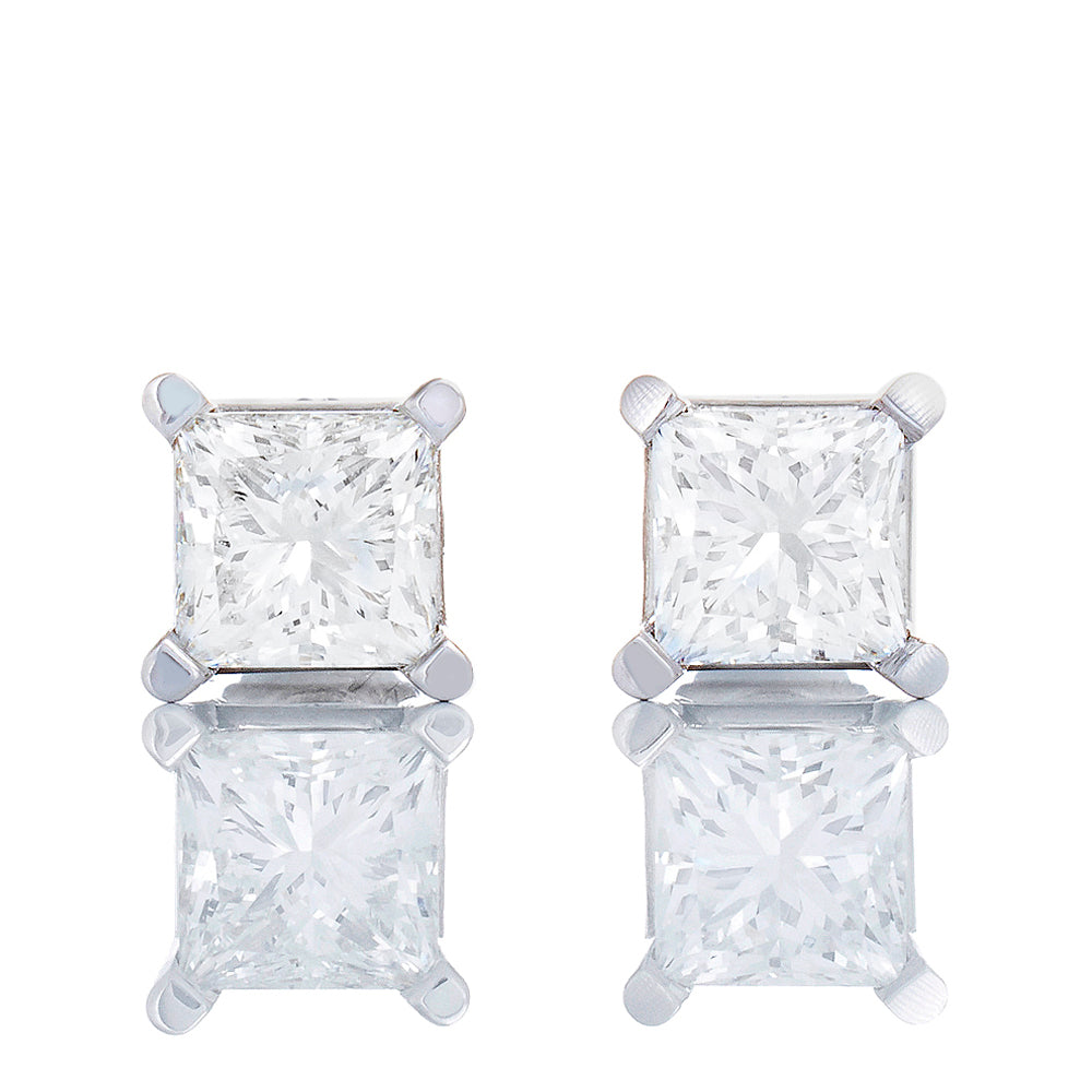 1.00ctw Princess Cut Lab Created Diamond Studs