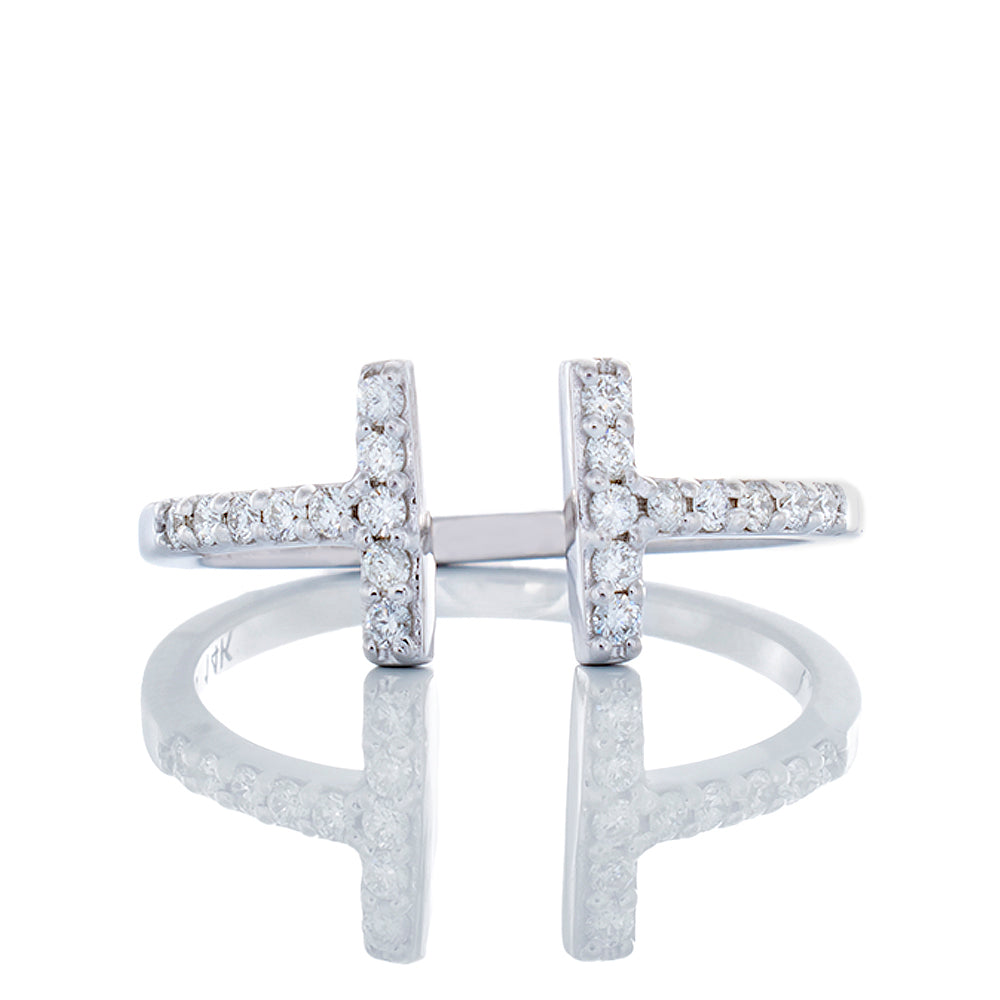0.20ctw Double T Wire Band 14k White Gold