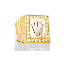 Load image into Gallery viewer, Rolex Inspired Ring with Jubilee Shoulders 10k Gold
