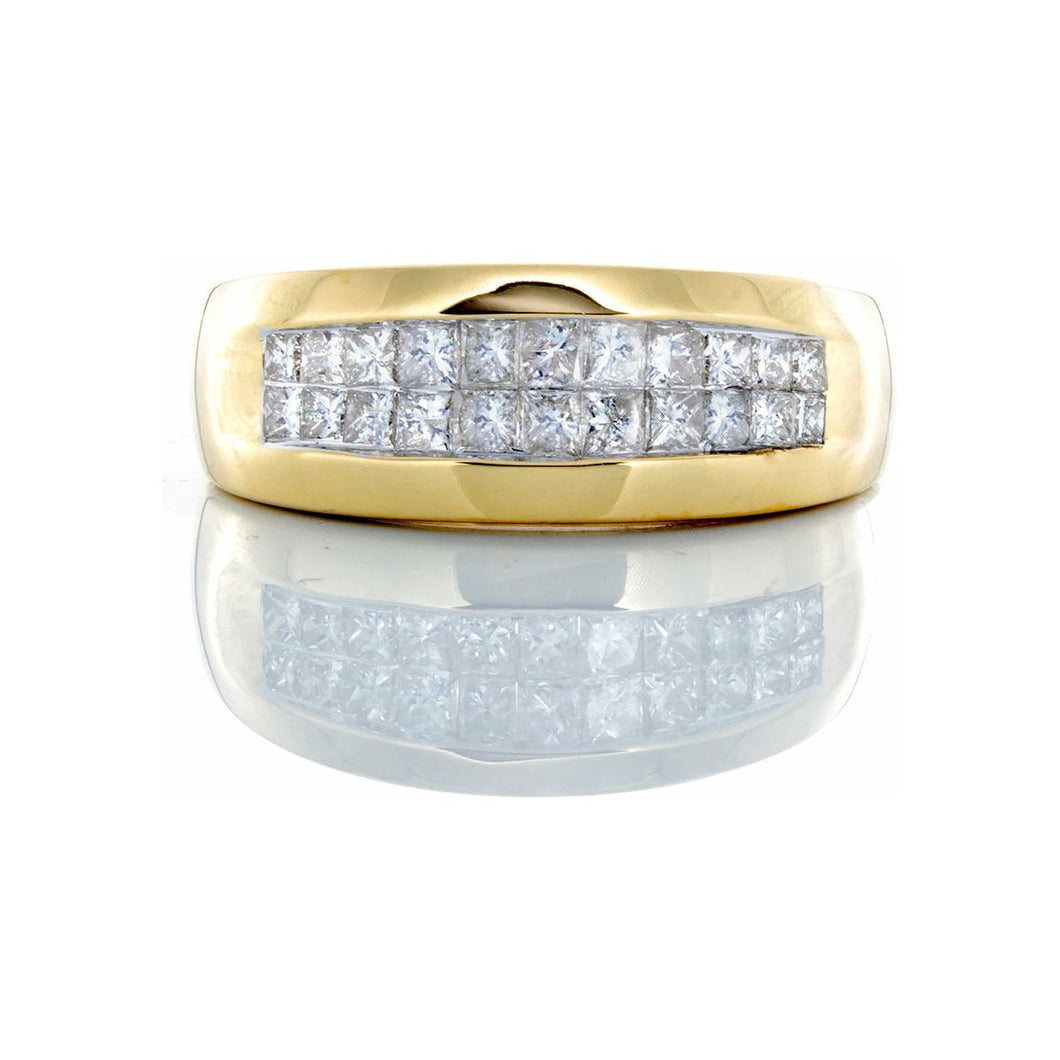 1.00ctw Two Row Invisible Set Diamond Band 14k Gold