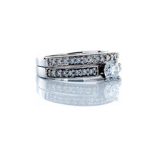 Load image into Gallery viewer, 0.80ctw Round Solitaire with Prong Set Shoulders &amp; Band Beaded Accents 14k White Gold
