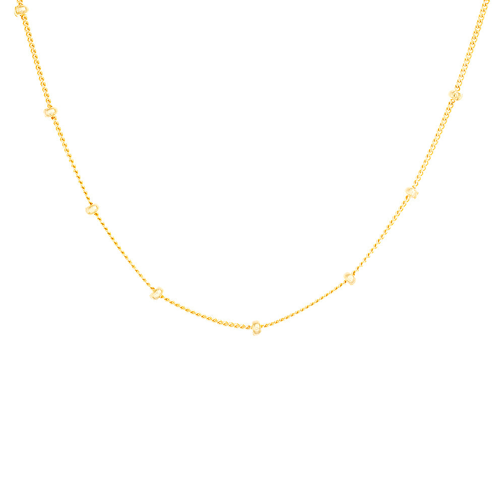 High Polished Dainty Ball Chain on Curb Link 18 Inches 10k Gold