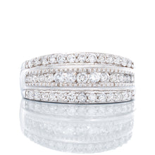 Load image into Gallery viewer, 0.50ctw Three Row Diamond Band with Beaded Edge Accents 10k White Gold
