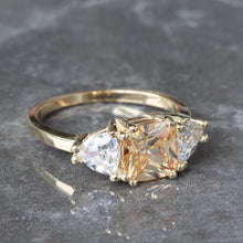 Load image into Gallery viewer, Three Stone Cubic Zirconia With Yellow Centre
