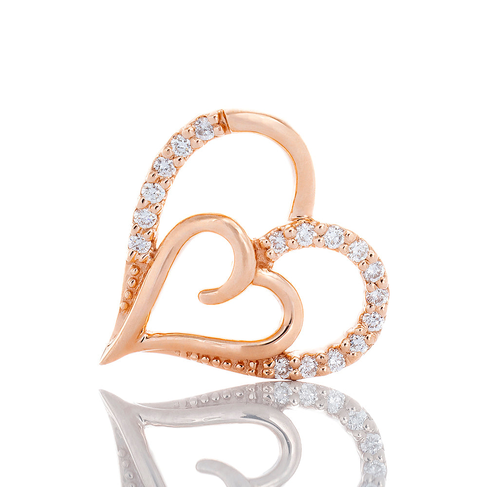 0.12ctw Open Diamond Double Heart 14k Rose Gold
