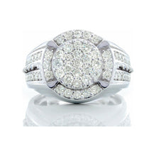 Load image into Gallery viewer, 1.15ctw Raised Round Cluster Center Diamond Shoulders with Rope Accents 10k White Gold
