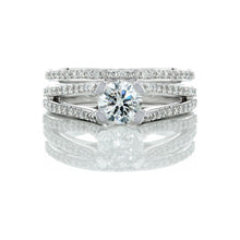 Load image into Gallery viewer, 1.28ctw Brilliant Cut Solitaire with Pave Split Shoulders &amp; Matching Wedding Band
