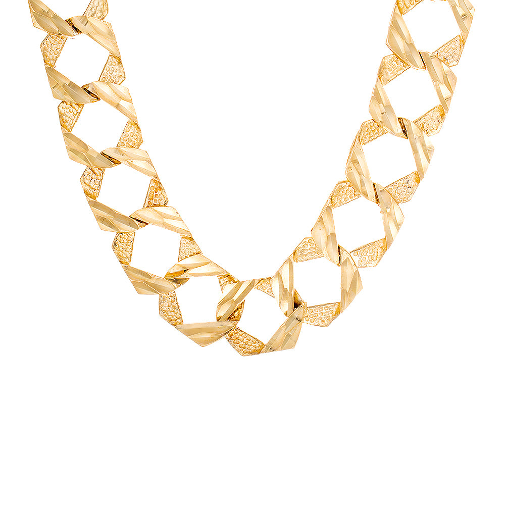 10mm Double Sided Diamond Cut Casting Chain 10k Gold