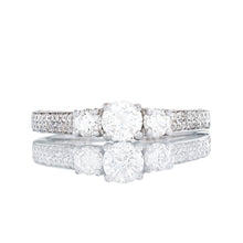 Load image into Gallery viewer, 0.85CTW Diamond Three Stone Double Row Micro Pave Shoulders
